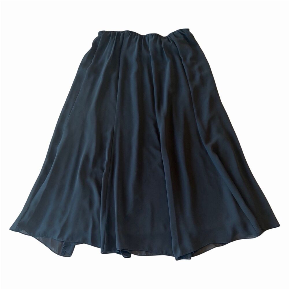 Black Lined Midi Skirt Womens Size Petite Large Whimsy Goth Witchy Dark Romantic